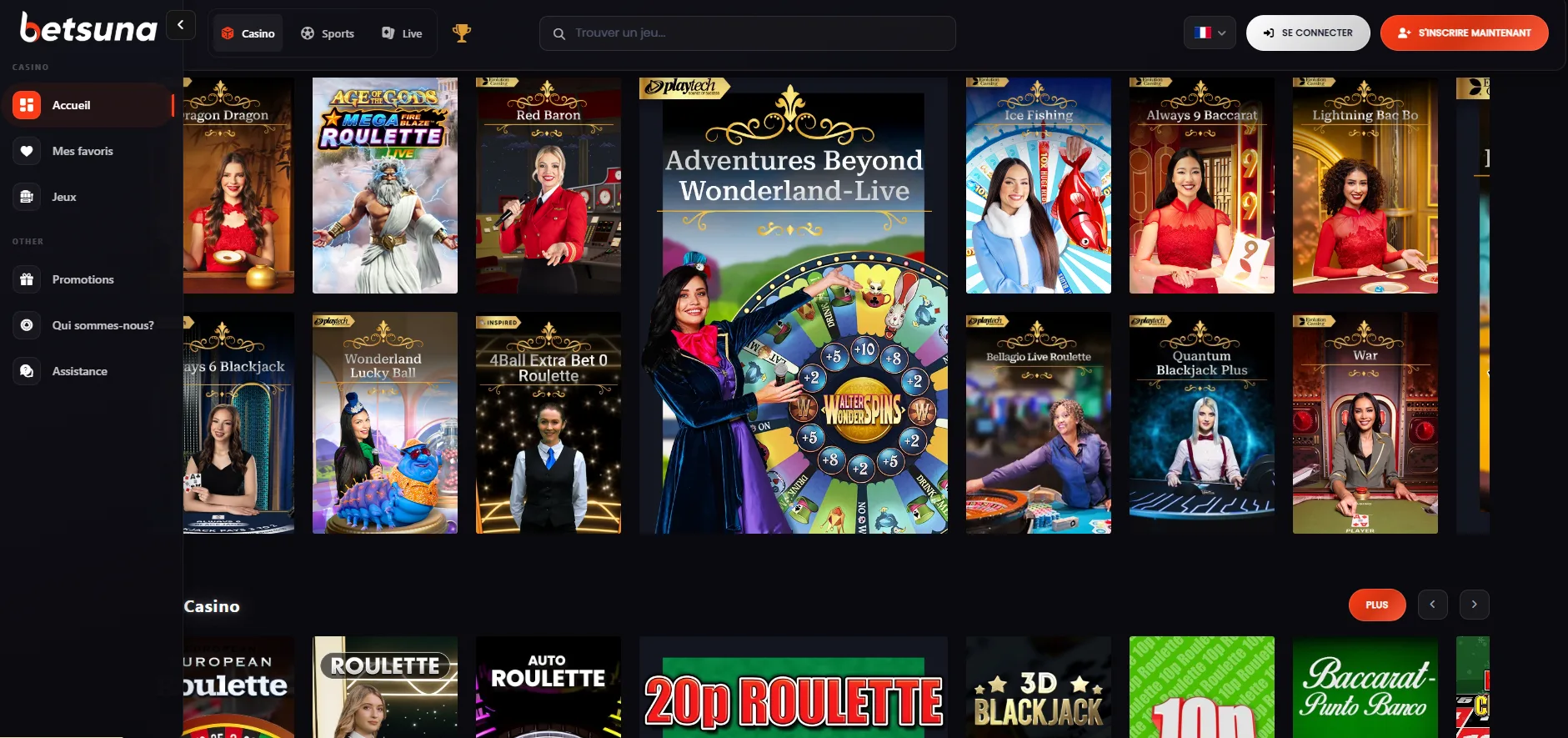 Betsuna Casino en direct