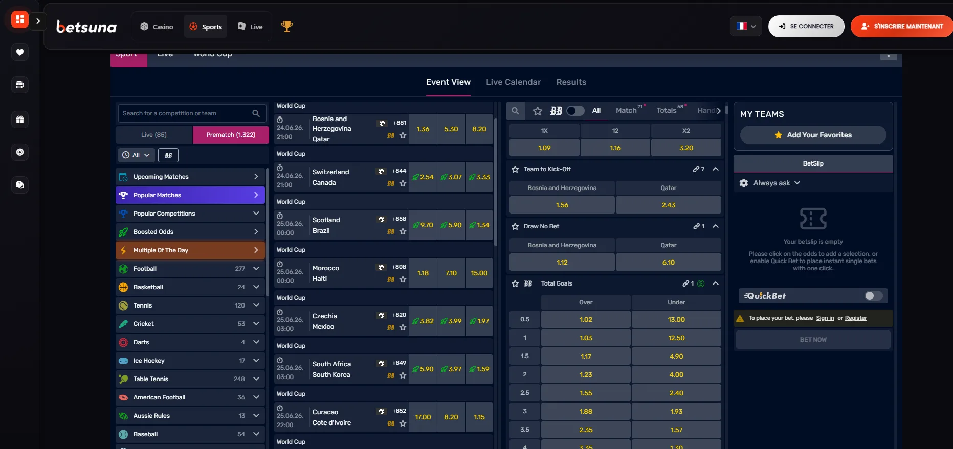 Betsuna Casino paris sportifs